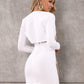 2023 Top Quality Designer Long Sleeve Black White Two Piece Bodycon Bandage Chain Dress