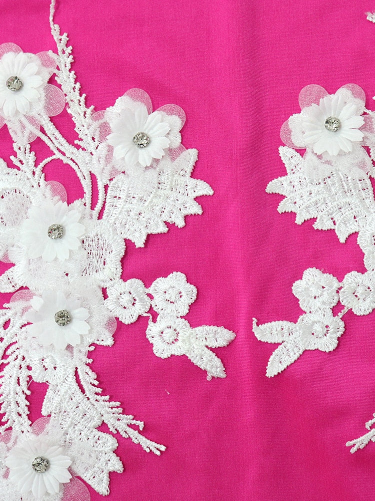 Beautiful Embroidered Bodycon Long Straps Rhinestone Birthday Dress