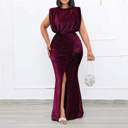2022 Summer Plus Size  Elegant Glitter Shiny Dress