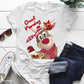 Christmas Reindeer Good Morning Printed Holiday Women T-Shirts
