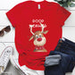 Christmas Reindeer Good Morning Printed Holiday Women T-Shirts