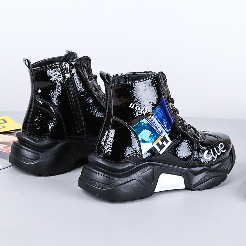 Waterproof Platform Lace-Up Zipper Winter Boots