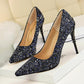 High Thin Heel Metal Pointed Toe Shallow Sexy Pumps