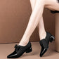 Classic Black Bow Tie Medium Heel Slip Ons