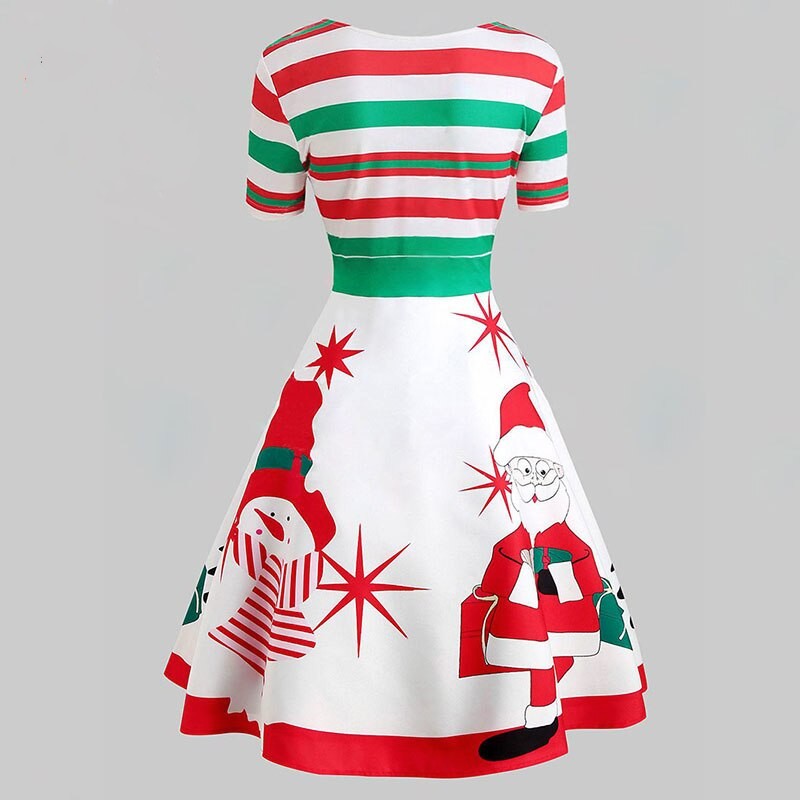 Christmas Winter Santa Claus Striped Dress