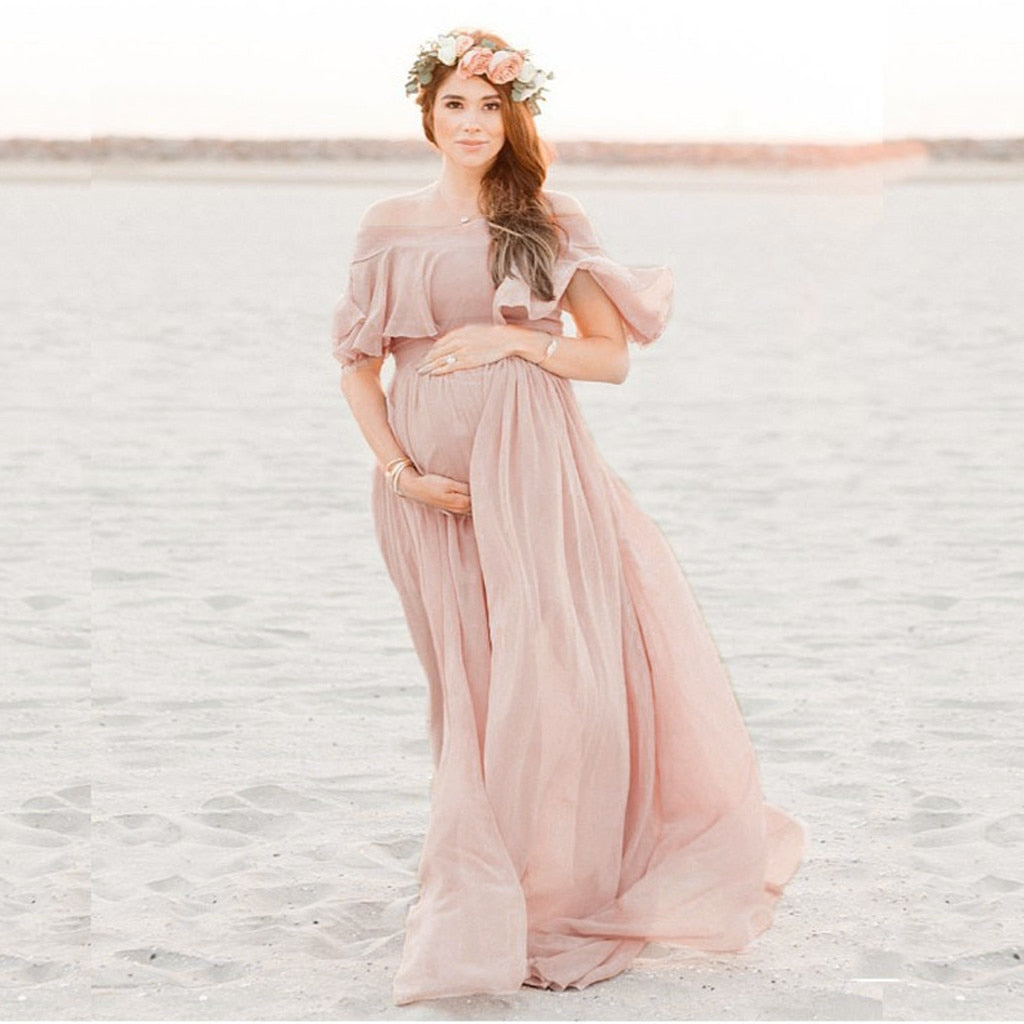 Chiffon Pregnancy Photography Props Maxi Gown Dresses