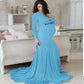 Long Tail Maternity V-Neck Maxi Gown Cotton Dress
