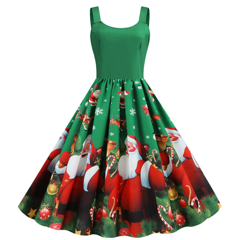 Sexy Halter Vintage Christmas Dress Casual