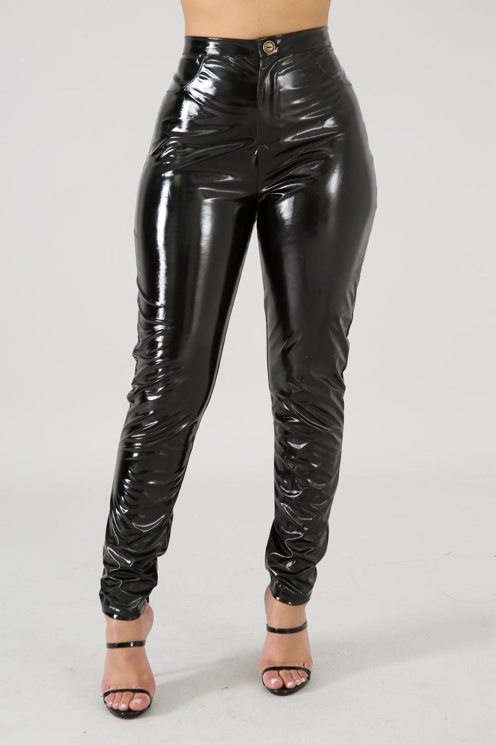 Latex Faux Pu Leather Trousers