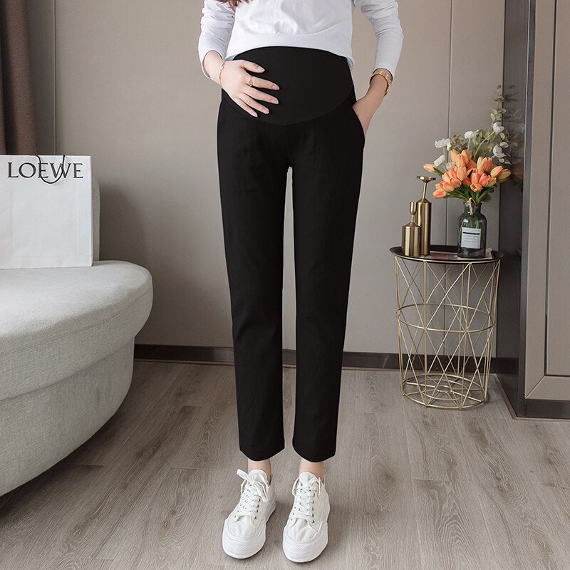 Spring Thin Cotton Linen Maternity Casual Belly Pants