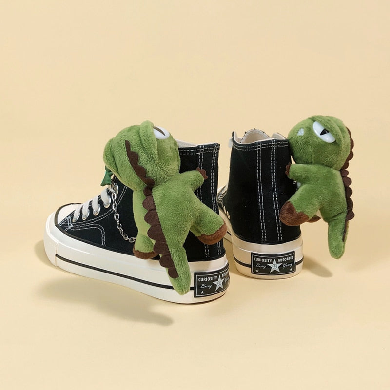 Anime Dinosaurs Fashion Black High Tops Canvas Sneakers