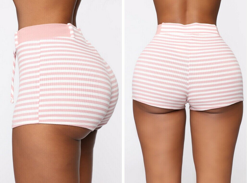 Sexy Sleeveless Stripe Crop Top Shorts Set
