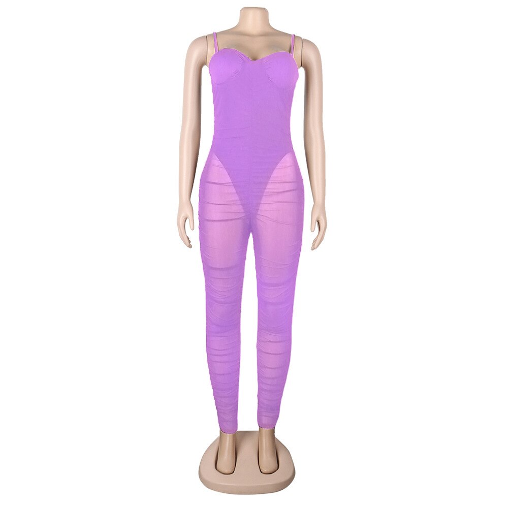 Sexy  Mesh Sheer Bodycon Jumpsuit