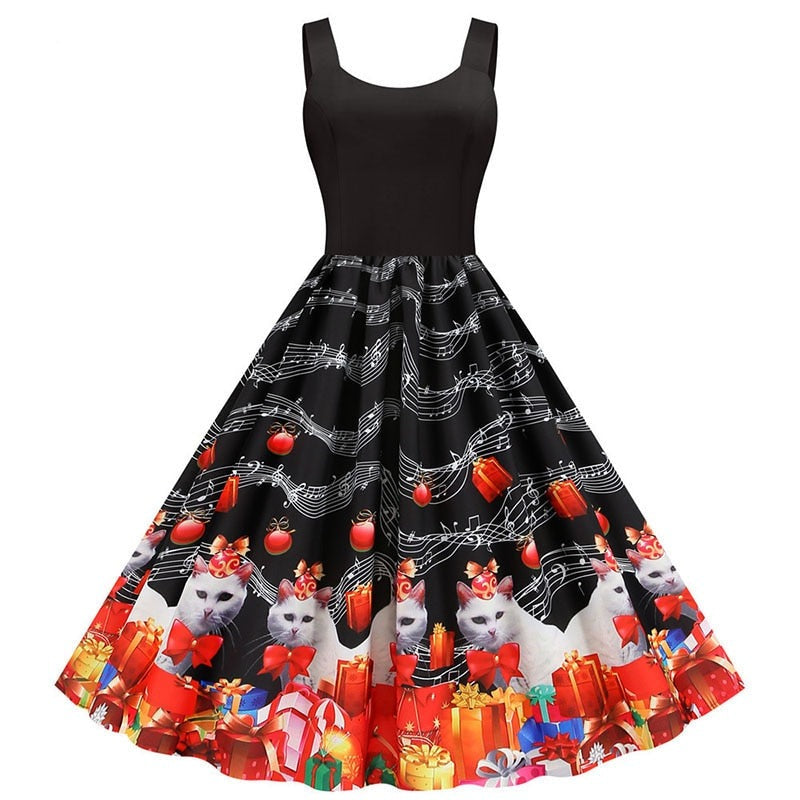 Sexy Music Note Print Party Dress