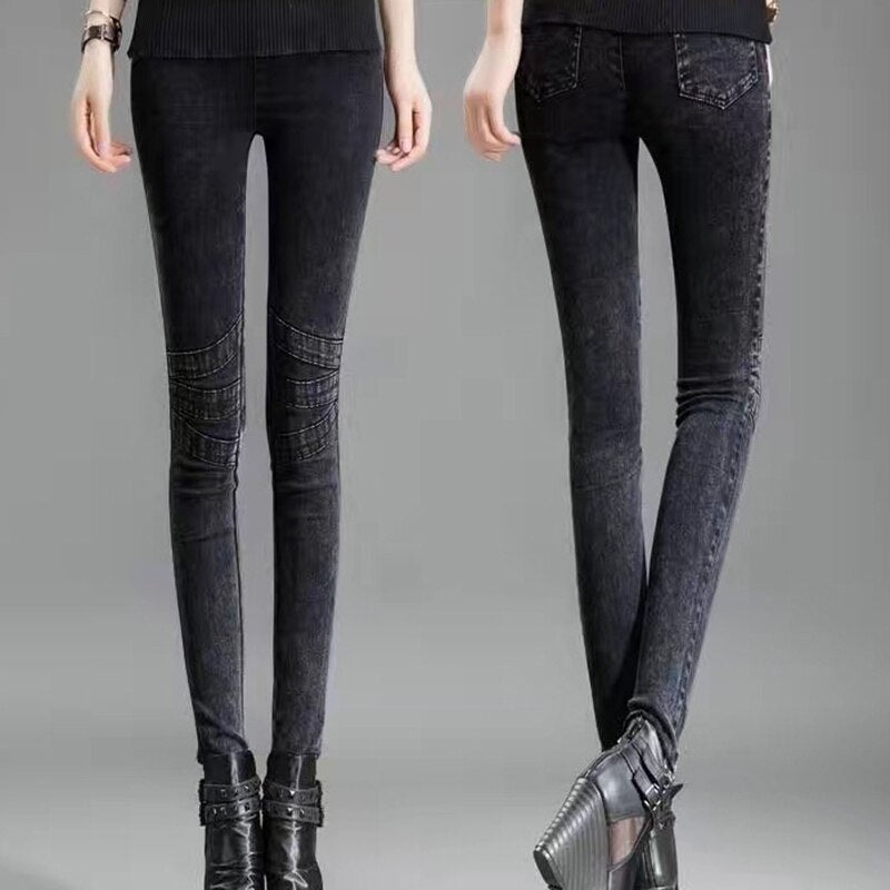 Skeleton Grunge Rhinestone Unique Chic Skinny Jeans