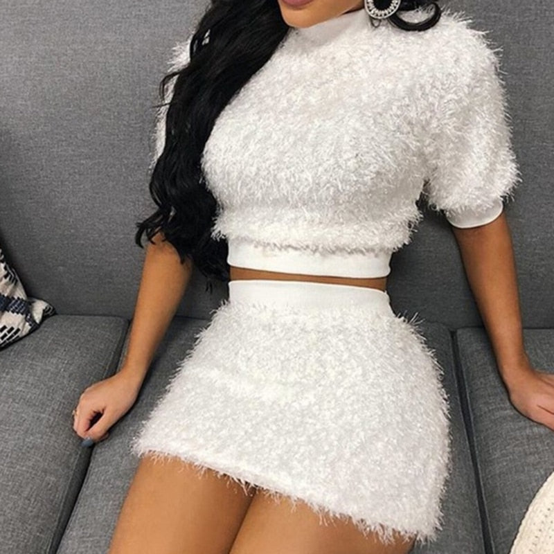Short Sleeve Sweater Knitted Tracksuit Sets