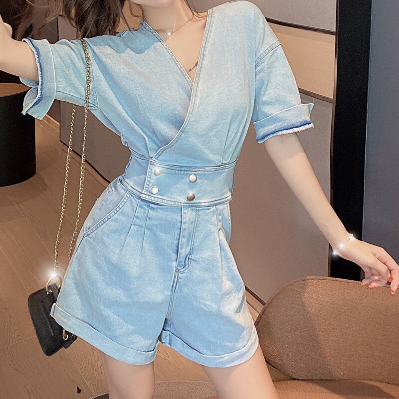 Summer New Casual Sexy Denim Playsuit