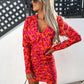 Plus Size Robe Summer Long Sleeve Floral Print Dress