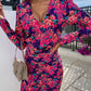 Plus Size Robe Summer Long Sleeve Floral Print Dress