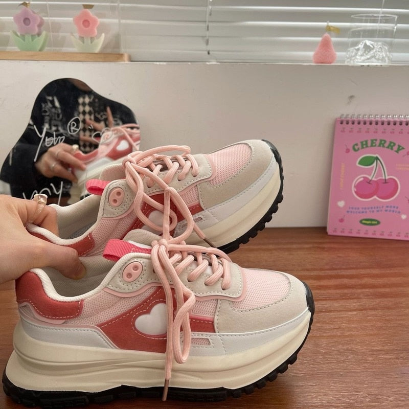 2022 New Korean Women Strawberry Pink Sneakers