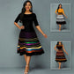 O-Neck 3D Stripe Printing Half Sleeve Office Lady Elegant Dresses