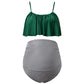Maternity Tankini  Ruffle Tops High Waist Shorts Swimwear Bathing Suits Set