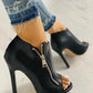 11cm Spring Fall Office Breathable Hollow Out Square Heel Boots