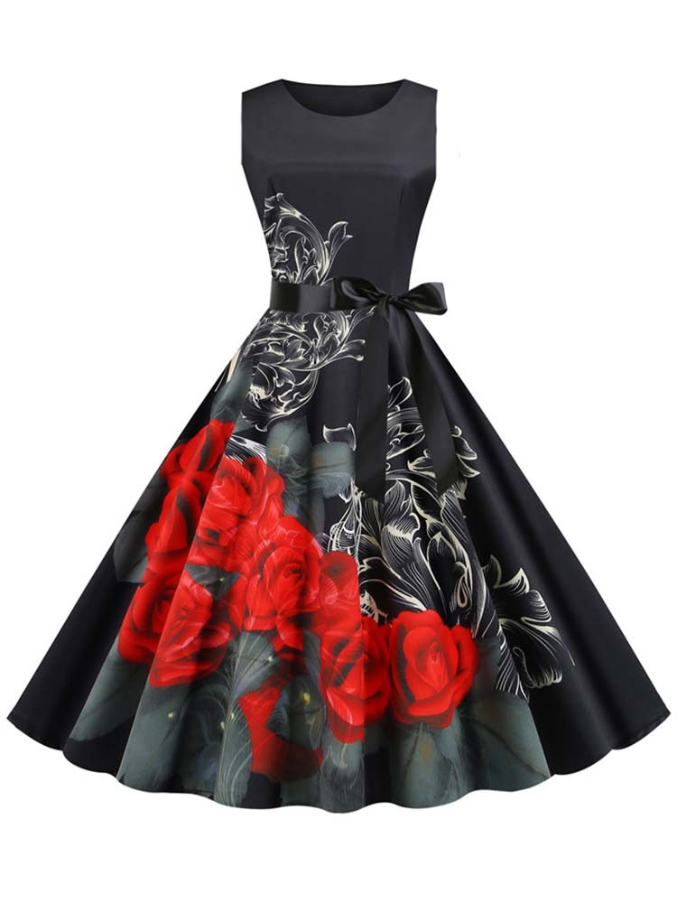 Elegant Floral Print Midi Dress