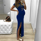 Tight Open Long Solid O-Neck Short Sleeve Maternity Spring Dress