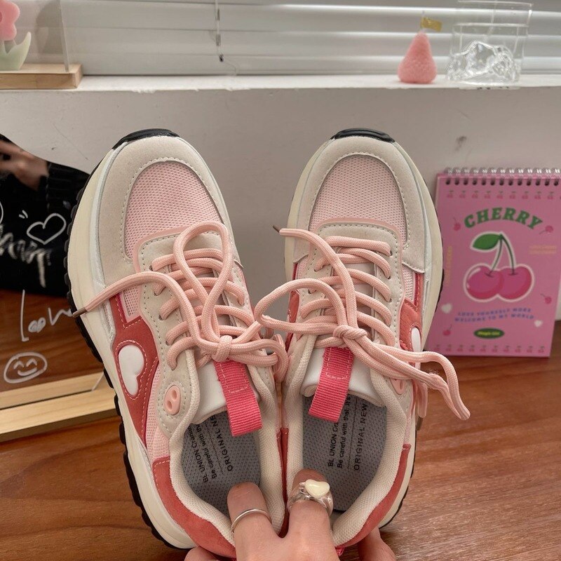 2022 New Korean Women Strawberry Pink Sneakers