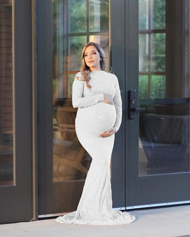 Elegant Maternity  Lace Maxi Dress Gown
