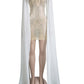 Beautiful Flare Cape Sleeve Mesh Crystal Dress