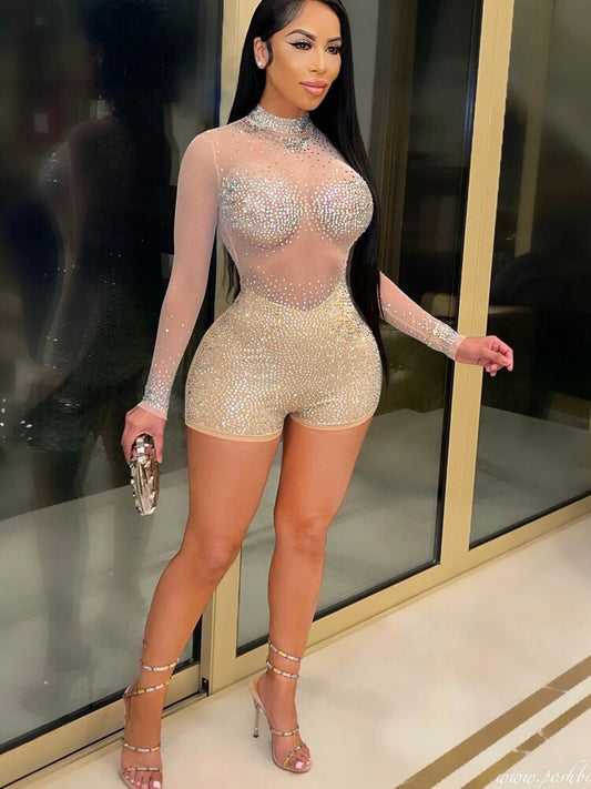 New Chic See Through Crystal Romper