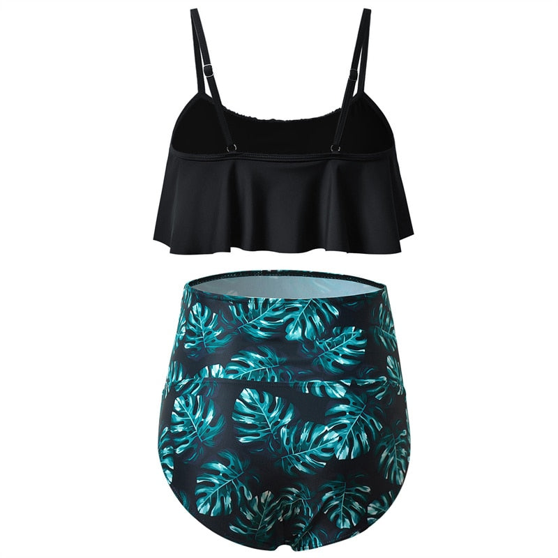 Maternity Tankini  Ruffle Tops High Waist Shorts Swimwear Bathing Suits Set