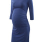Maternity Side Ruched Bodycon  Casual Mama Short Sleeve Pregnancy Dress