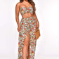 Bohemian Off Shoulder Floral Print Smocked Ruffle Maxi Skirt + Matching Sleeveless Top