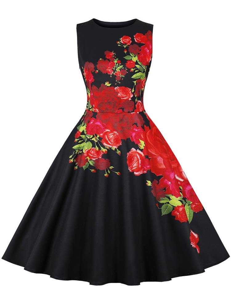 Elegant Floral Print Midi Dress