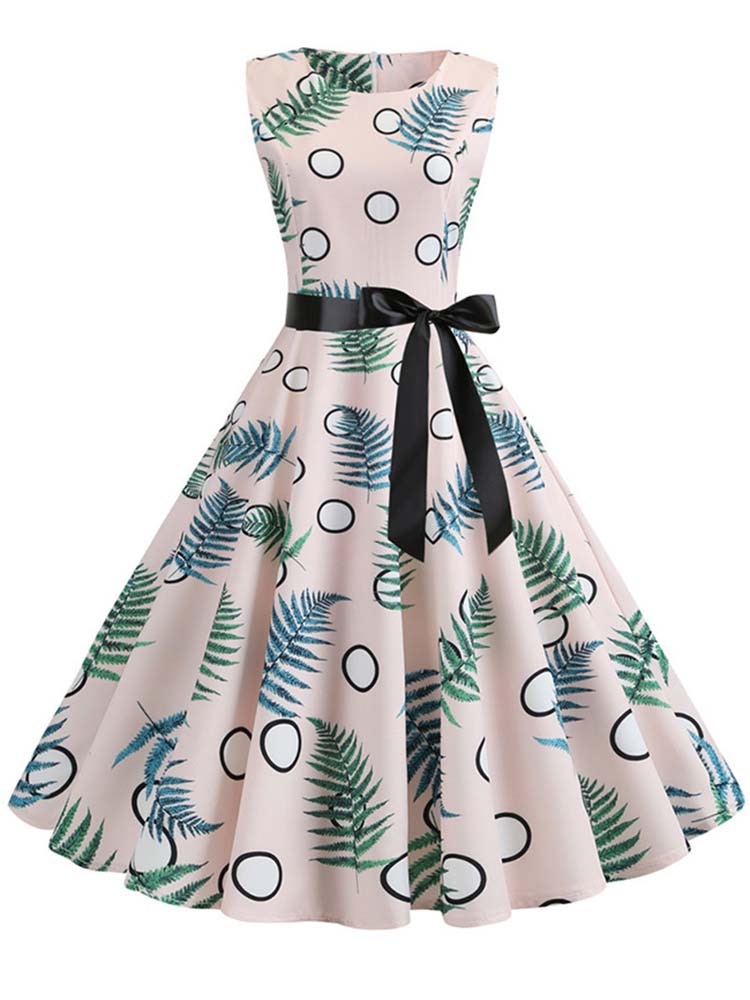 Summer Vintage Boho Print Elegant Party Dress