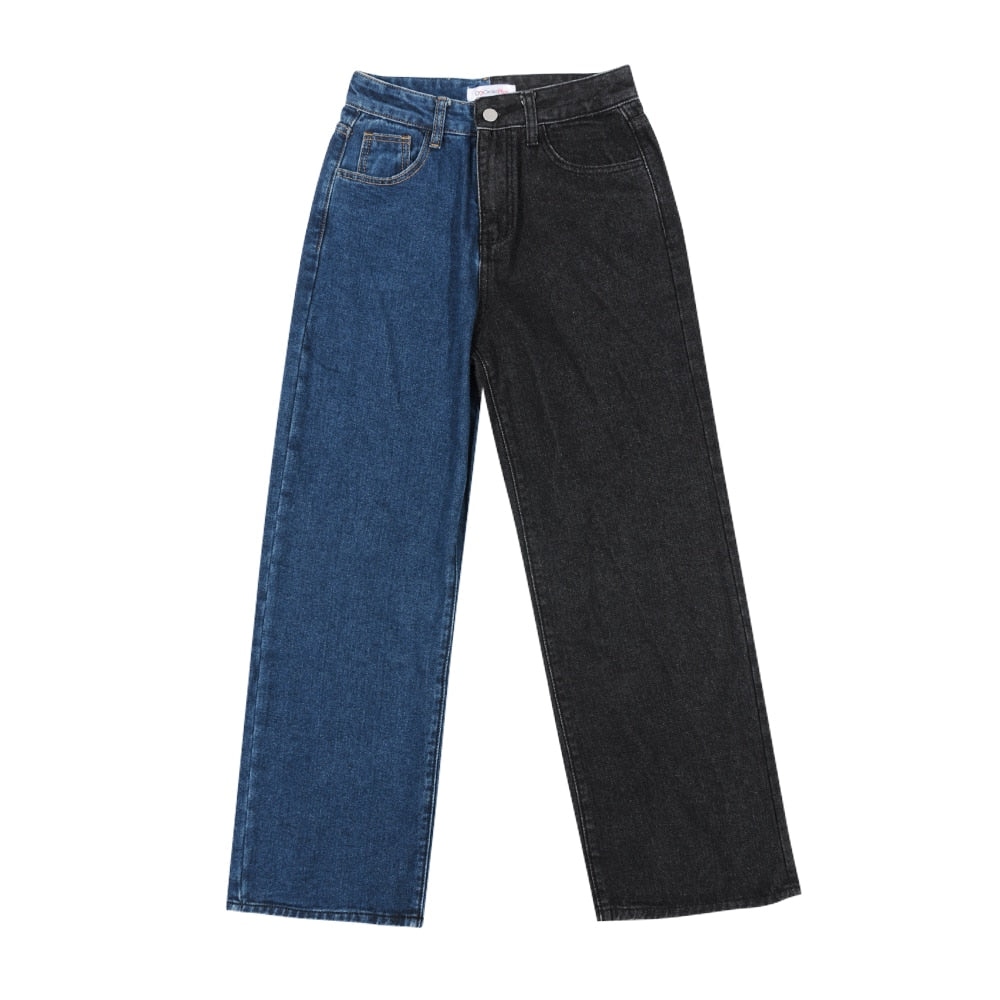 2022 Autumn Winter Patchwork Straight Jeans