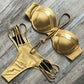 Black Bandage  Sexy Brazilian Bikini  Shiny Gold Beachwear