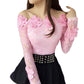 Embroidered 3D Flowers Long-Sleeved Lace Shirt