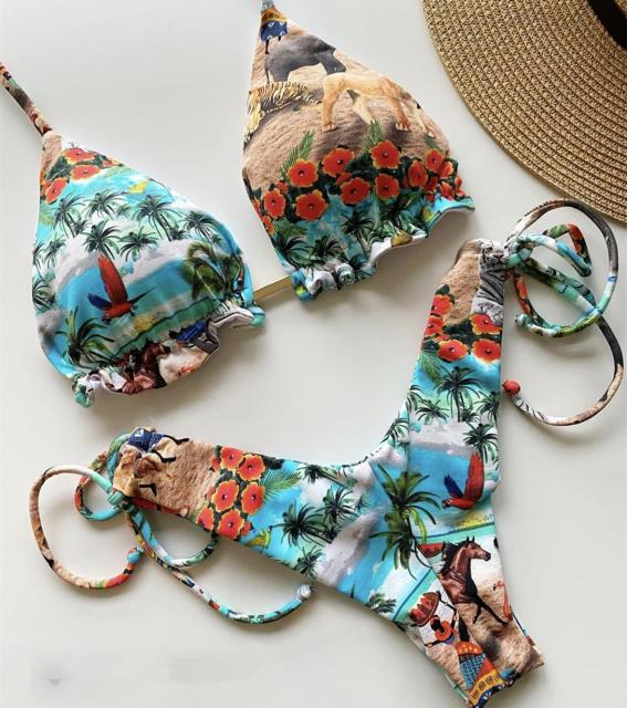 Brazilian Knotted Two-Piece Bikinis Beach Thong Bandeau