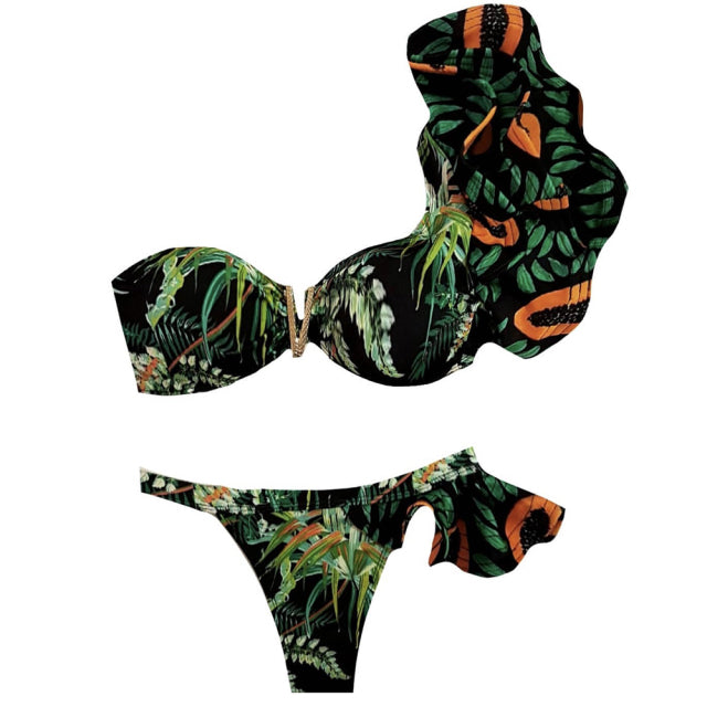 Tropical Print Brazilian Bikini Set