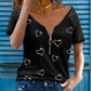 Zipper Decor Heart Print T-Shirts