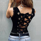 Fashion Top Solid Color Round Neck Sleeveless Backless Hollow Out  Bandage Vest
