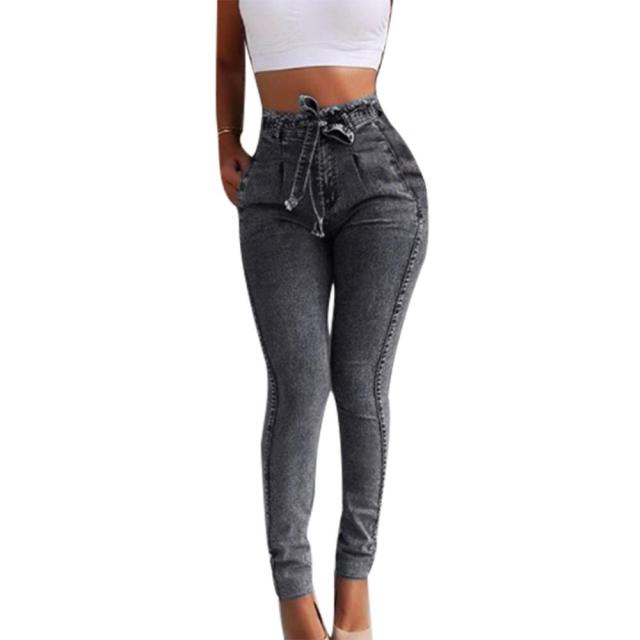 Plus Size Belted High Waist Skinny Jeans