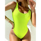 Solid Push Up Thong  One Piece Swimsuit
