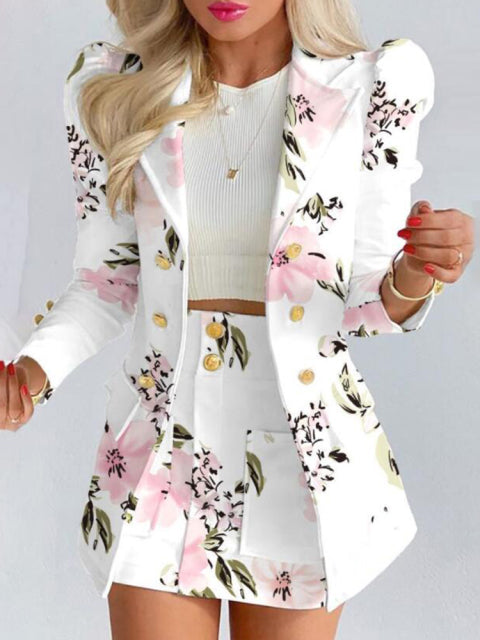 Elegant Knit Plaid Blazer Cardigan + Slim Skirt Suits Outfits